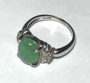 KGNY3571 指輪 リング Pt100 プラチナ レディース アクセサリー シルバーカラー 翡翠 ヒスイ 緑石 色石 現状品