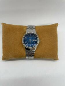 SEIKO クォーツ 3803-7100 メンズ 腕時計 青文字盤 カットガラス ブルー デイデイト セイコー QT純正ベルト ステンレス