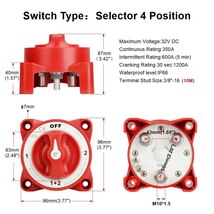 サブバッテリー切替え4ポジション 12v~32V 350A 2バッテリー切断、ロータリースイッチ キャンピングカー/ボート/トラック/バス/RV_画像4