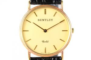 【ト福】BENTLEY ベントレー 腕時計 BGM-18001 gold K18 750 18金 メンズ腕時計 クオーツ 革バンド LB203LLL93