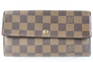 【え仙】LOUIS VUITTON ルイヴィトン ダミエ ポルトフォイユ サラ M61734 ブラウン 長財布 二つ折り財布 MCZ01LLL38