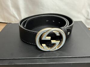 GUCCI グッチ ベルト インターロッキング ブラック レザー 