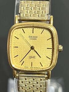 CITIZEN exceed gold シチズン エクシード 18k 750 金無垢 腕時計 スクエア 未使用ベルト付き 箱付き 2930 e91833 y56210