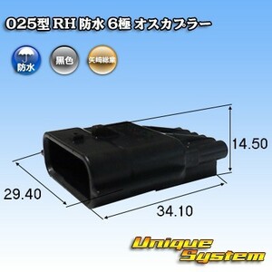 矢崎総業 025型 RH 防水 6極 オスカプラー