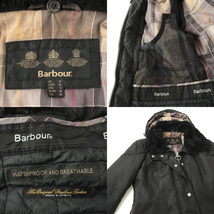 Barbour バブアー 中綿ハーフブルゾン フード付きパフィングジャケット/ナイロン100%/撥水シェル ブラック UK10(M程)_画像4