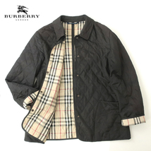 英国製 BURBERRY LONDON ダイヤキルティング 中綿ハーフブルゾン ブラック×ノバチェック (M)_画像1