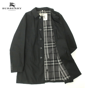 BURBERRY LONDON スタンドカラー ハーフコート ブラック×モノトーンチェック 54(XL)