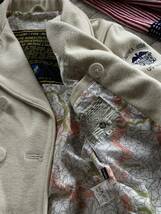 稀少 AVIREX アヴィレックス ビッグロゴ刺繍 ミリタリージャケット 高品質ウール素材 Pコート ホワイト系 sizeМ NO.945209_画像7