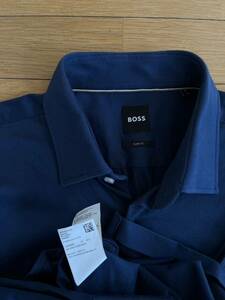 超美品 HUGO BOSS ヒューゴ・ボス 高品質ストレッチ素材 コットン100％ ダークスチールブルー系 size41-16(L) 正規販売 大谷翔平モデル