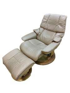 ２　北欧ノルウェー EKORNES エコーネス★本革 ストレスレスチェア リクライニングチェア オットマン付　家財便Dランク　福井県福井市