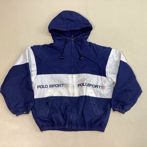 ■ヴィンテージ 90s POLO SPORT ポロ スポーツ ラルフローレン ヨットパーカー フリースライナー ジャケット ブルゾン 綿 170 ネイビー■