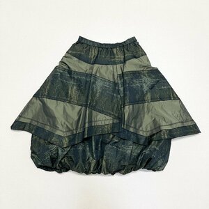 ●E-clat イークラット EIKO KONDO エイココンドウ スカート 変形 バルーン エターナリブレイズ 緑/黒 レディース42 大きいサイズ 0.31kg●