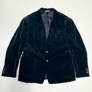 ●Paul Smith COLLECTION ポールスミス テーラードジャケット ベロア シングル コットン 日本製 グリーン系 サイズXLX メンズ 0.69kg●