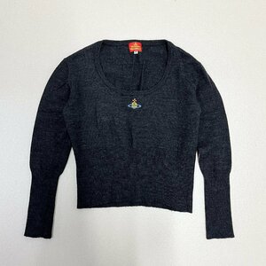 ●Vivienne Westwood ヴィヴィアンウエストウッド セーター ニット ショート丈 刺繍ロゴ 日本製 グレー系 サイズ40 レディース 0.18㎏●