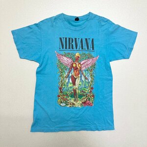 ●TULTEX タルテックス NIRVANA ニルヴァーナ IN UTERO Tシャツ バンドTシャツ 半袖 プリント 綿 メキシコ製 ブルー系 M メンズ 0.13kg●