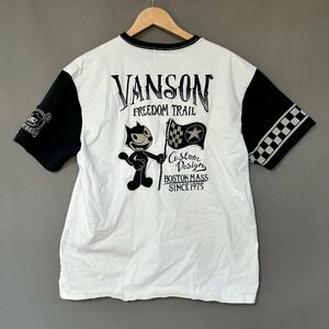 ■VANSON バンソン トップス 半袖Tシャツ キャラクター FELIX バイク メンズ サイズXXL アイボリー ブラック■