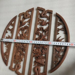 【送料込み】紫檀 透かし彫り飾り板 管理番号（1476）デッドストック 木製彫刻 生地仕上の画像4