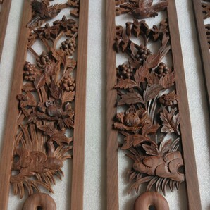 【送料込み】紫檀 透かし彫り飾り板 管理番号（1476）デッドストック 木製彫刻 生地仕上の画像7