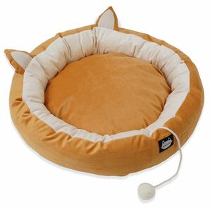 猫 ベッド 耳付き ペットクッション 犬 ベッド ふわふわ オレンジ ペットベッド クッション オールシーズン 洗える 猫 小型犬