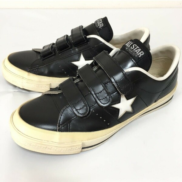 CONVERSEコンバース☆ベルクロV3ワンスター25、5cm☆本革レザースニーカーONE STAR日本製ヴィンテージ黒ブラックメンズシューズ