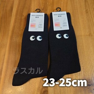 【23-25cm】新品未使用 UNIQLO ANYA HINDMARCH ユニクロ アニヤハインドマーチ ヒートテック 靴下 ソックス ブラック 2足セット