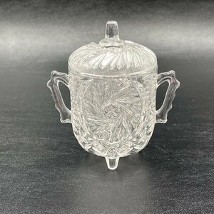 573-4 ガラス製シュガーポット 検 茶器洋食器ガラス工芸ボヘミアボヘミアン人気インテリア置物小物入れ美しい素敵