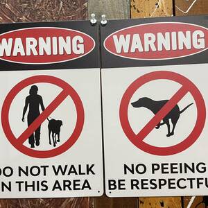 ２枚 新品 壁掛けプレート おしっこは禁止 犬の散歩お断り 警告版 立ち入り禁止 いぬ イヌ 糞 うんこ うんち トイレ 金属パネル ブリキ看板