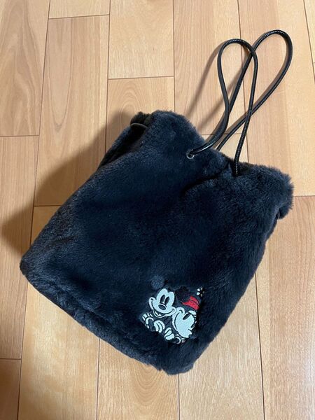ディズニー Disney ミッキー ミニー フェイクファーバッグ ブラック
