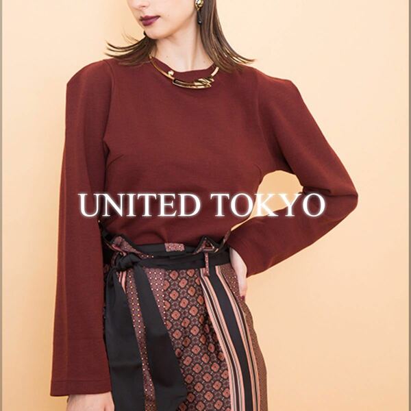 UNITED TOKYO◆ビッグショルダー カットソー ボルドー 長袖 ダーク レッド ユナイテッド トーキョー トウキョウ トップス 赤 美品