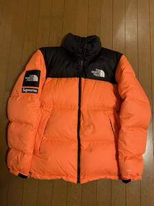 中古　国内正規SUPREME THE NORTH FACE NUPTSE JACKET M POWER ORANGE シュプリーム ノースフェイス ヌプシ ダウン パワーオレンジ