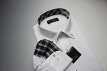 3枚セット【新品】BIELMAN(山喜)　デザインBBワイシャツ長袖 標準体 形態安定　L(41-84) 白ドビー/ストライプ柄UND105/017(5D582-584_画像1