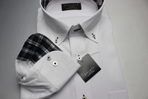 3枚セット【新品】BIELMAN(山喜)　デザインBBワイシャツ長袖 標準体 形態安定　L(41-84) 白ドビー/ストライプ柄UND105/017(5D582-584_画像3