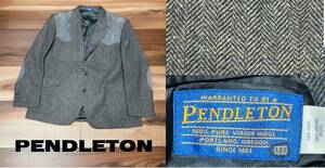 未使用USA買付ペンドルトンPendleton★エルボー＆ショルダーパッチ付きヘリンボン・ジャケット★カントリー★グレー★52XXL