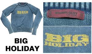 新品同然ビッグホリデイBIG HOLIDAYインディゴUSED加工コットンセーター★M