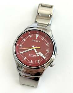 B16)100円～SEIKO/セイコー S-WAVE 7S26-0130 レッド文字盤 自動巻