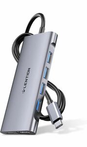 LENTION 6in1 USB Type C ハブ ケーブル長さ1ｍ CB-C35-1M USB 3.0 4K HDMI ノートパソコン、タブレットPC対応 (スペースグレイ)/316