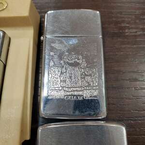 #27940-27941 ZIPPO　3個セット　オイルライター　スリムタイプあり　ケース付　グアム　USA　アメリカ　現状品　銀色　シルバー色　喫煙具