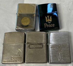 Zippo ジッポー / オイルライター / ブルーチタン？ / Peace / 【現状品】 未清掃 5個セット / USA