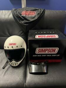 SIMPSON シンプソン M50 ホワイト サイズL 59〜60センチ フルフェイスヘルメット simpson 極美品 バイザー付き