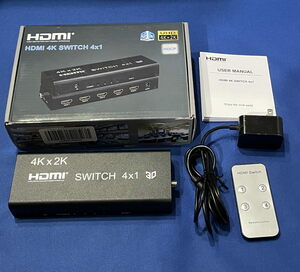 HDMI切替器 4入力1出力 4k 音声分離 Ippinkan 切替器 hdmi 4K HDMI1.4 HDCP1.4 光デジタル/同軸/3.5mm LR出力 リモコン付き 3D映像対応