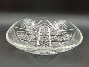 アンティーク プレスガラス 大きめ 皿 22.5cm ガラス 鉢 器