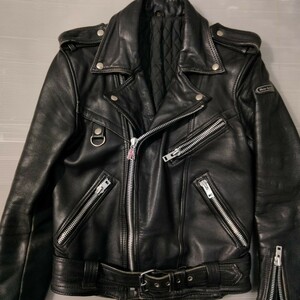 Hein Gericke ハインゲイック Dカン 本革 レザー ダブル　ライダース 　ジャケット　ドイツ　ブラック　black leather riders jacket 48 黒