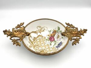 【美術品】Limoges France リモージュフランス　ヴィンテージ　お皿　果物皿　フルーツボウル　インテリア　小物　取手付