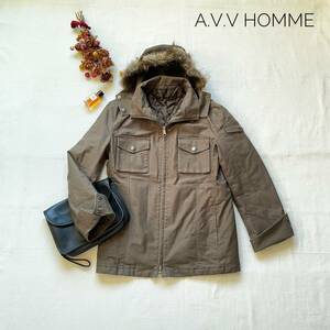  beautiful goods * as good as new regular price 3 ten thousand a.v.v Homme . manner jacket military quilting khaki -M