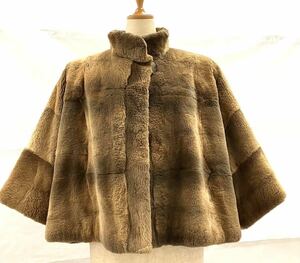  used shared nutria poncho fur jacket VOIGT STYLE Camel 55 height free size lady's 