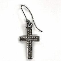  中古 クリスチャンディオール Christian Dior クロス ピアス ラインストーン シルバー色 十字架 137678E_画像5