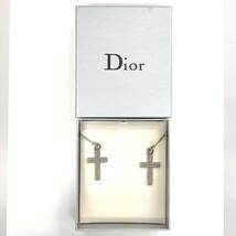  中古 クリスチャンディオール Christian Dior クロス ピアス ラインストーン シルバー色 十字架 137678E_画像10