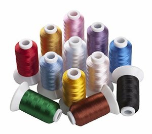 【現品限り】 カラー糸 12色セット／各500ｍ 刺しゅう糸 ミシン用糸 家庭用ミシン糸