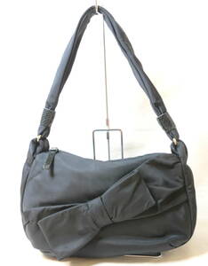  Kate Spade Kate spade shoulder bag handbag nylon × leather black ribbon bag lady's 