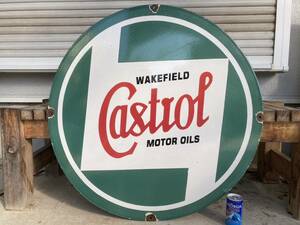 ビンテージ 大型 看板 Castrol カストロール 直径76cm / ガレージ 世田谷ベース 昭和レトロ